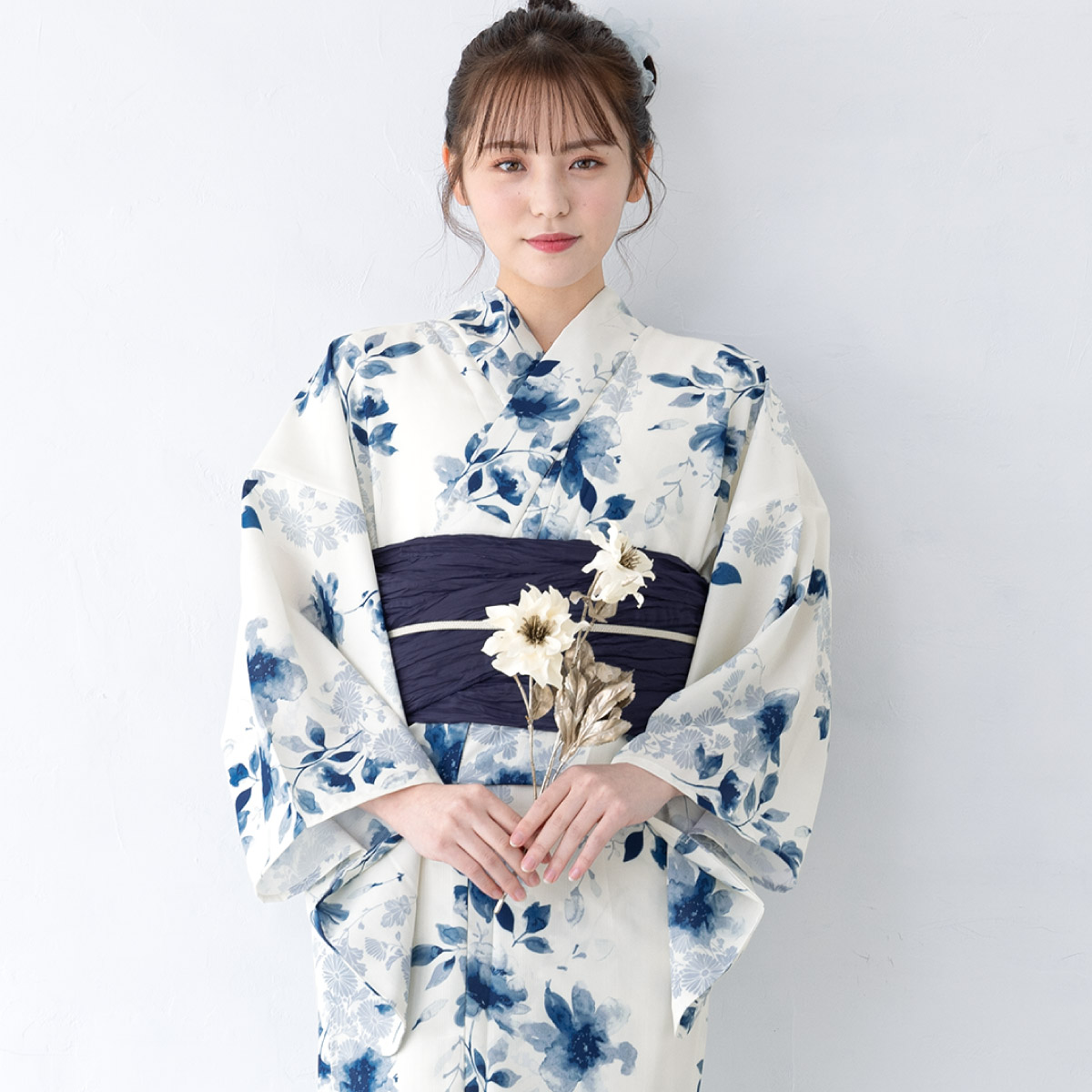 簡単着付け セパレート浴衣 レディース セット 浴衣 帯 伊達締め 浴衣セット 女性 二部式浴衣 花柄 着付け 簡単 フリー floro 女の子 創美苑の画像