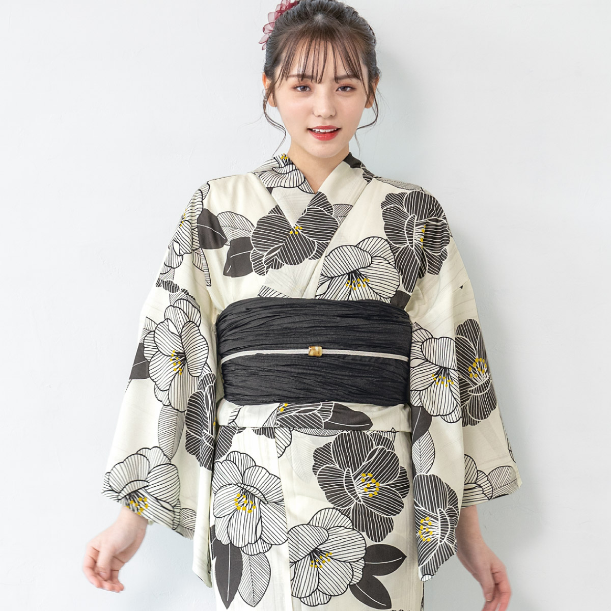 簡単着付け セパレート浴衣 レディース セット 浴衣 帯 伊達締め 浴衣セット 女性 二部式浴衣 花柄 着付け 簡単 フリー floro 女の子 創美苑の画像
