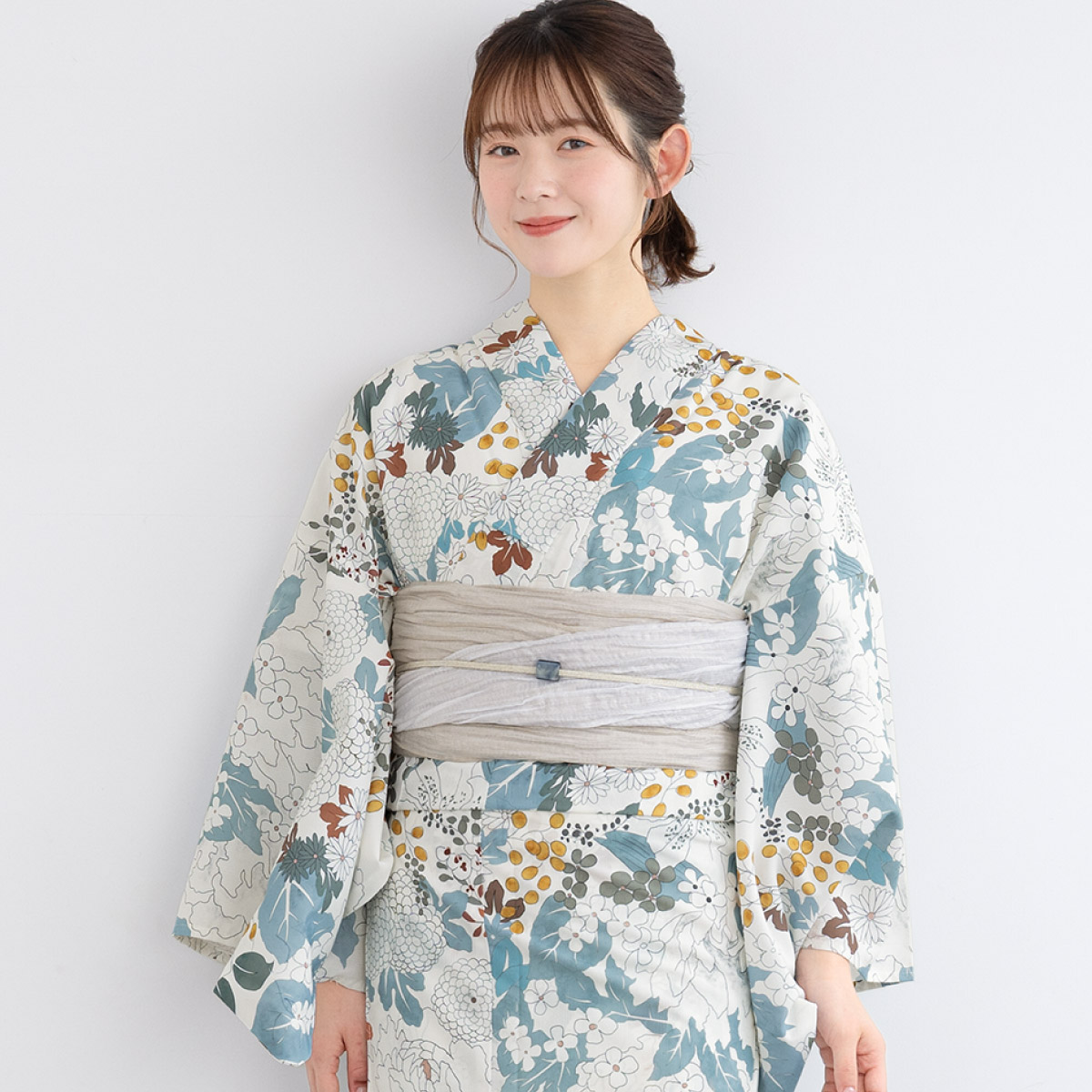 簡単着付け セパレート浴衣 レディース セット 浴衣 帯 伊達締め 浴衣セット 女性 二部式浴衣 花柄 着付け 簡単 フリー floro 女の子 創美苑の画像