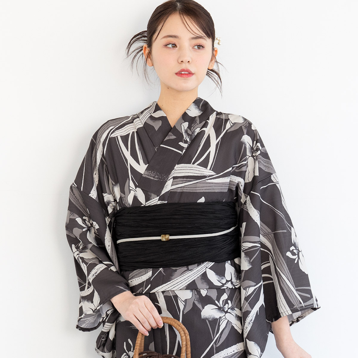 簡単着付け セパレート浴衣 レディース セット 浴衣 帯 伊達締め 浴衣セット 女性 二部式浴衣 花柄 着付け 簡単 フリー floro 女の子 創美苑の画像