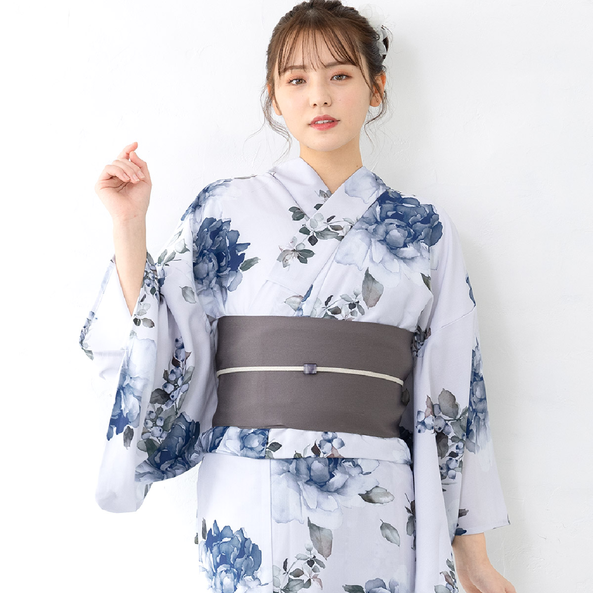 簡単着付け セパレート浴衣 レディース セット 浴衣 帯 伊達締め 浴衣セット 女性 二部式浴衣 花柄 着付け 簡単 フリー floro 女の子 創美苑の画像