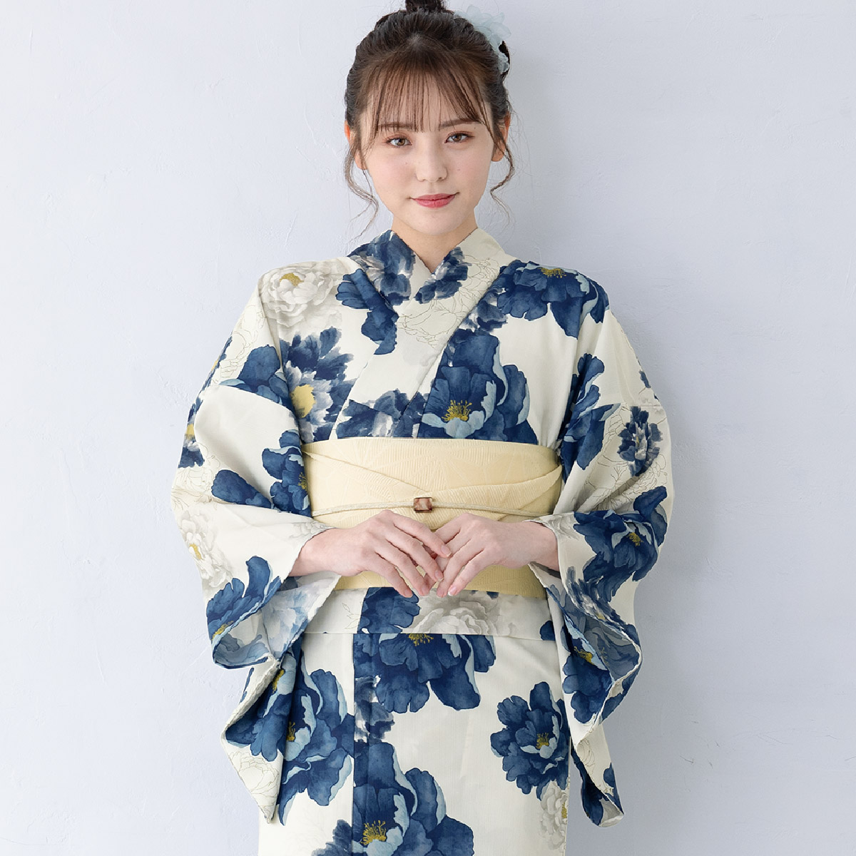 簡単着付け セパレート浴衣 レディース セット 浴衣 帯 伊達締め 浴衣セット 女性 二部式浴衣 花柄 着付け 簡単 フリー floro 女の子 創美苑の画像