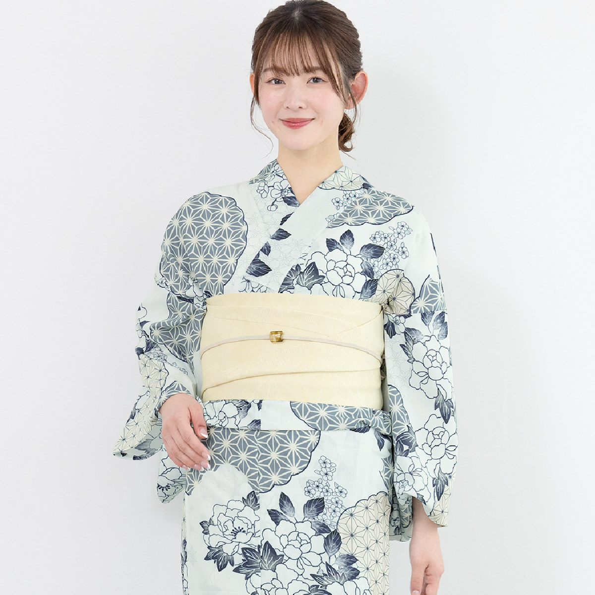 簡単着付け セパレート浴衣 レディース セット 浴衣 帯 伊達締め 浴衣セット 女性 二部式浴衣 花柄 着付け 簡単 フリー floro 女の子 創美苑の画像