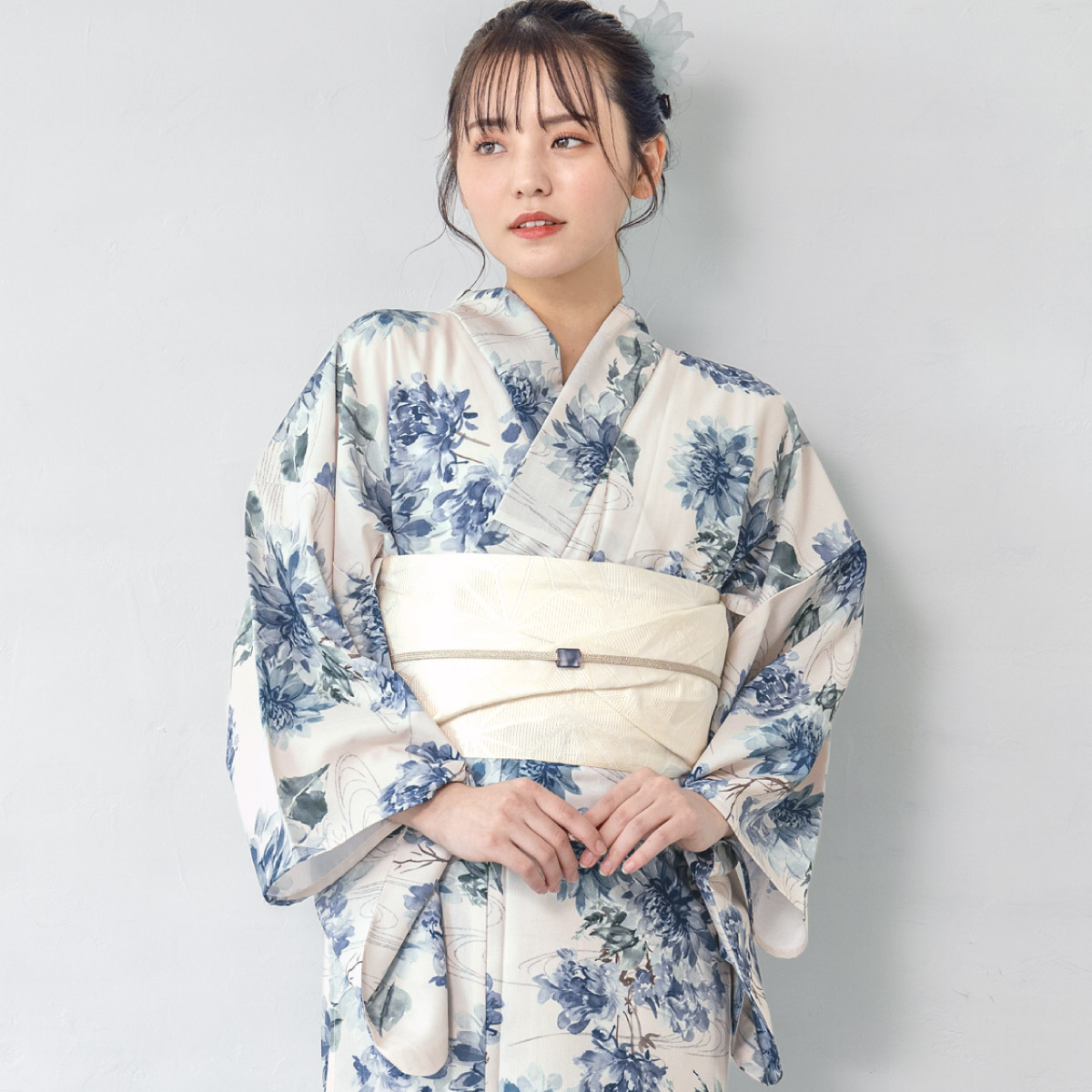 簡単着付け セパレート浴衣 レディース セット 浴衣 帯 伊達締め 浴衣セット 女性 二部式浴衣 花柄 着付け 簡単 フリー floro 女の子 創美苑の画像