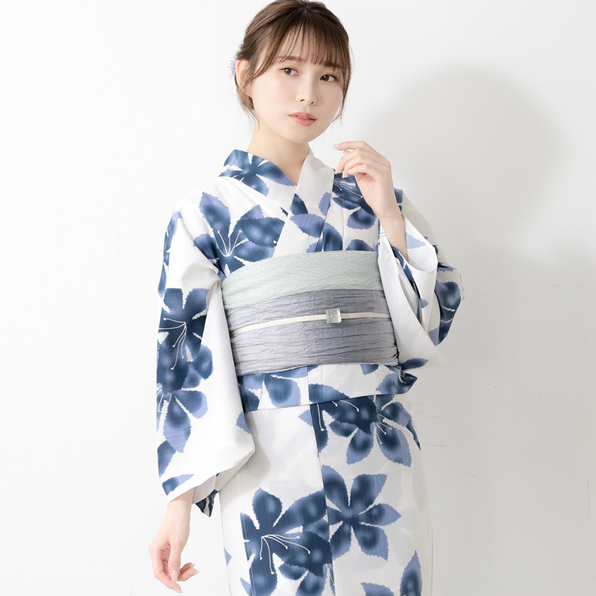 簡単着付け セパレート浴衣 レディース セット 3点セット 2026 浴衣 帯 伊達締め 浴衣セット 女性 二部式浴衣 くすみ 花柄 着付け 簡単 フリー 女の子_8