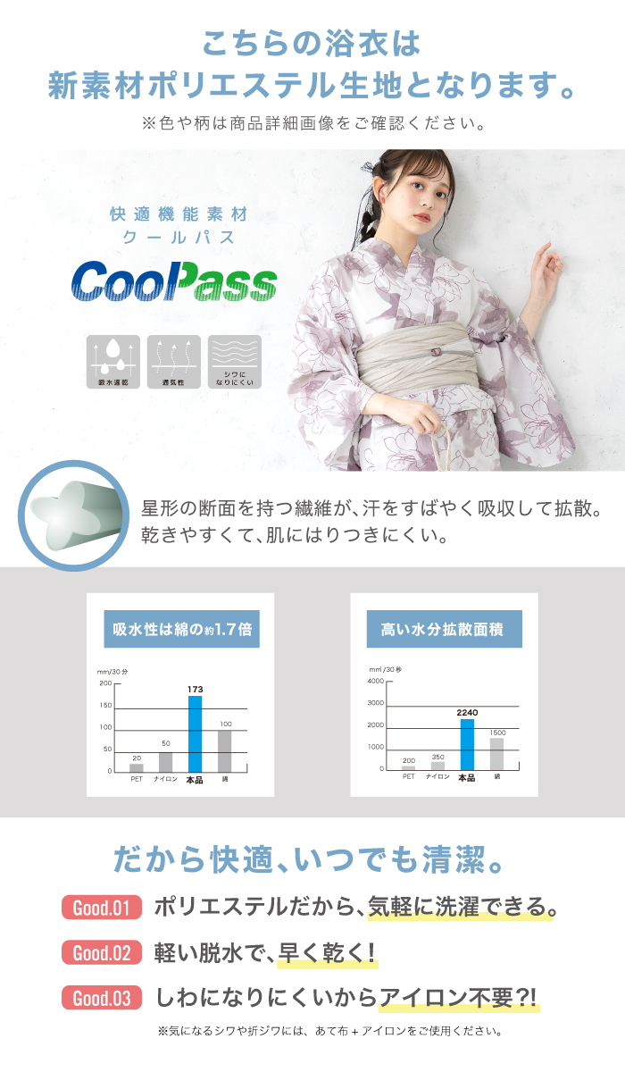 SOUBIEN 浴衣 レディース 単品 大人 グレー 白 ベージュ 青