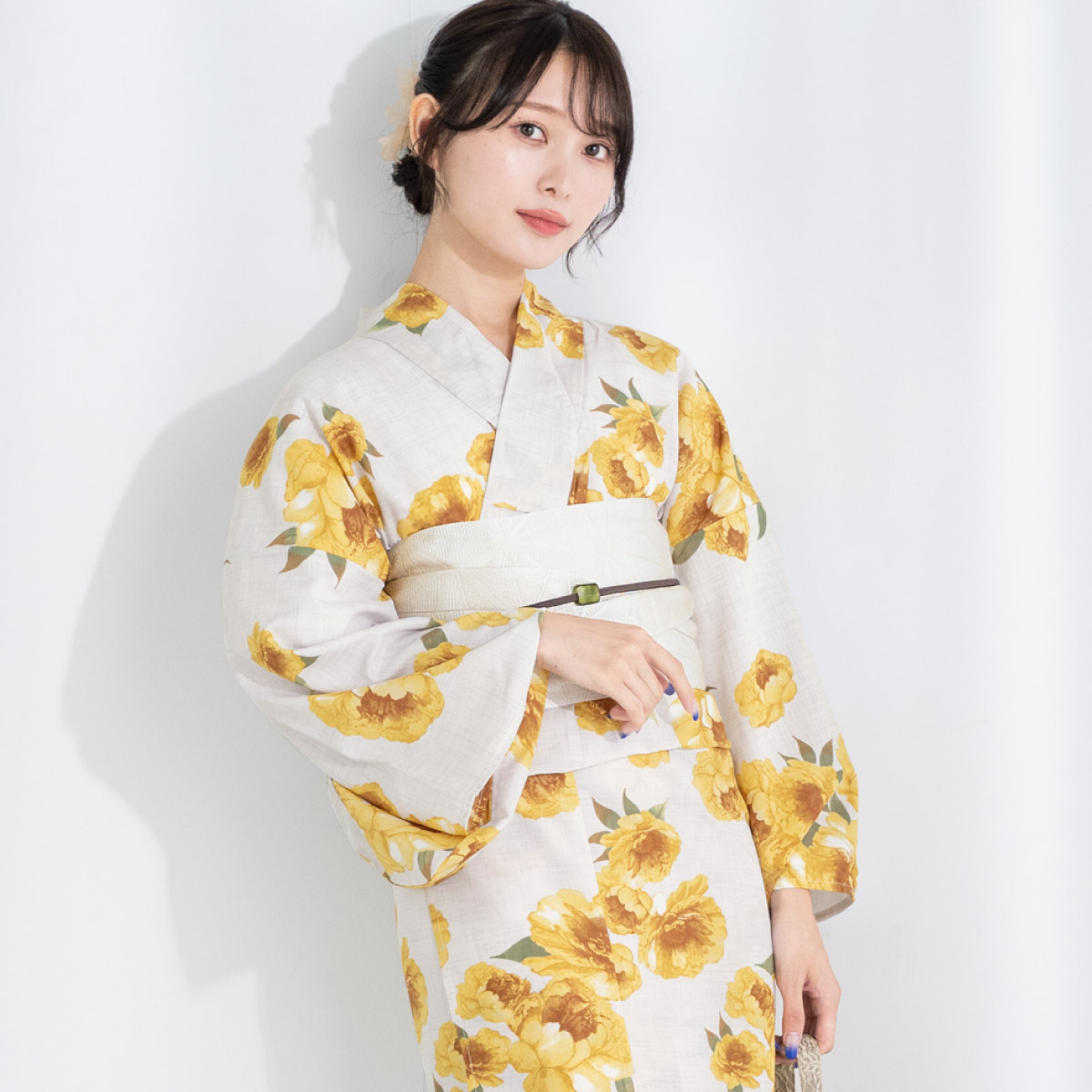 新品　SOUBIEN 浴衣・半幅帯セット イエロー系 SOUBIEN（創美苑） 浴衣セット レディース 浴衣 帯 セット 大人 2点