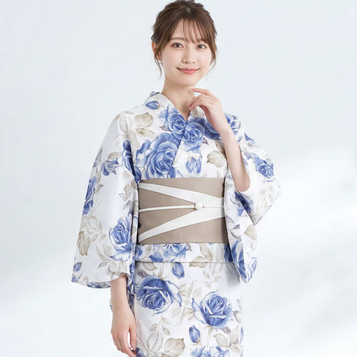 新品 未使用⭐︎大人の浴衣と半幅帯のセット⭐︎最新の紋様⭐︎爽やかなモダンなお色 SOUBIEN（創美苑） 【予約】浴衣セット レディース 浴衣 帯 セット