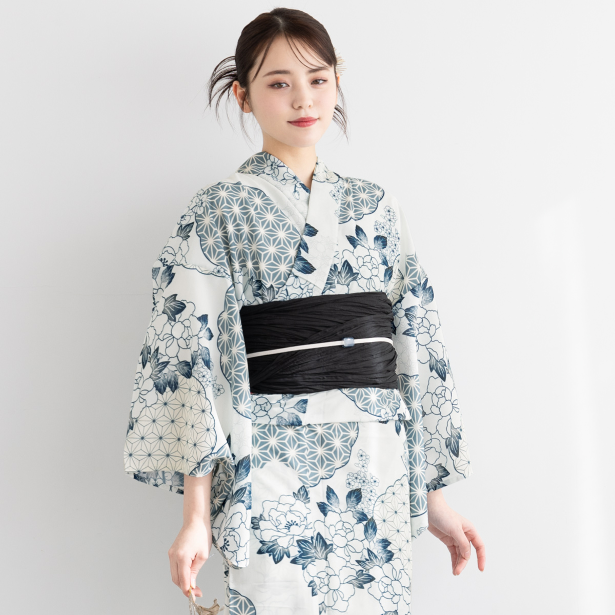 浴衣 レディース セット 2点セット 女性浴衣 帯 浴衣セット 女性 花柄 着付け 簡単 花火大会 夏祭り 上品 可愛い モダン S フリー floro 女の子 大人 | SOUBIEN | 02