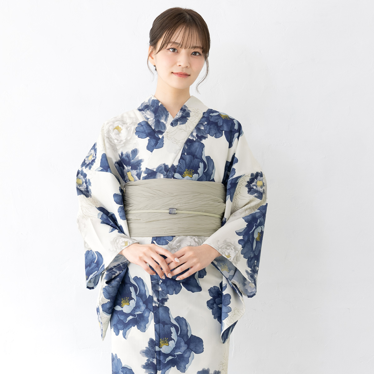 浴衣 レディース 帯セット ブルー 花柄 半幅帯 夏祭り 花火大会 SOUBIEN（創美苑） 浴衣 レディース セット 2点セット 女性浴衣 帯