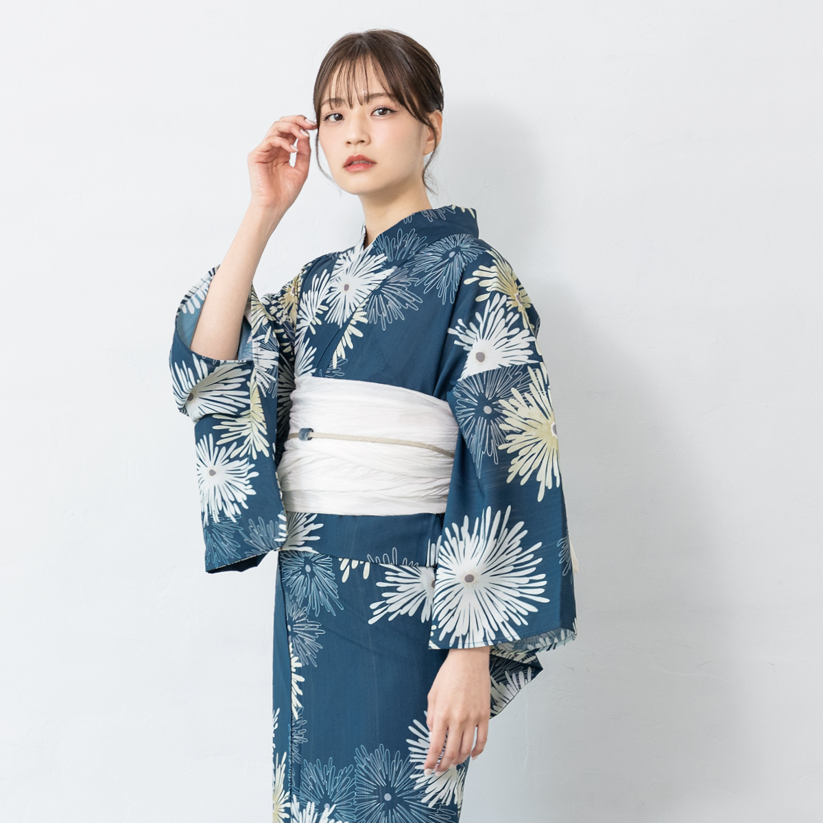 浴衣 レディース 帯セット ブルー 花柄 半幅帯 夏祭り 花火大会 SOUBIEN（創美苑） 浴衣 レディース セット 2点セット 女性浴衣 帯