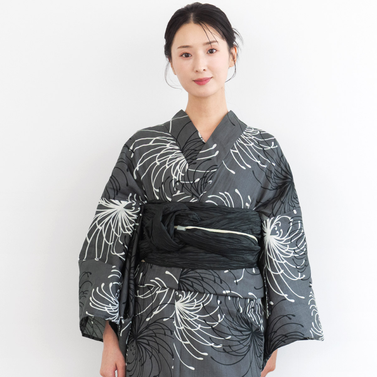 【新品・未使用】オトナ浴衣・帯セット 黒白水玉 SOUBIEN（創美苑） 浴衣セット 兵児帯 レディース 浴衣 帯 セット 大人