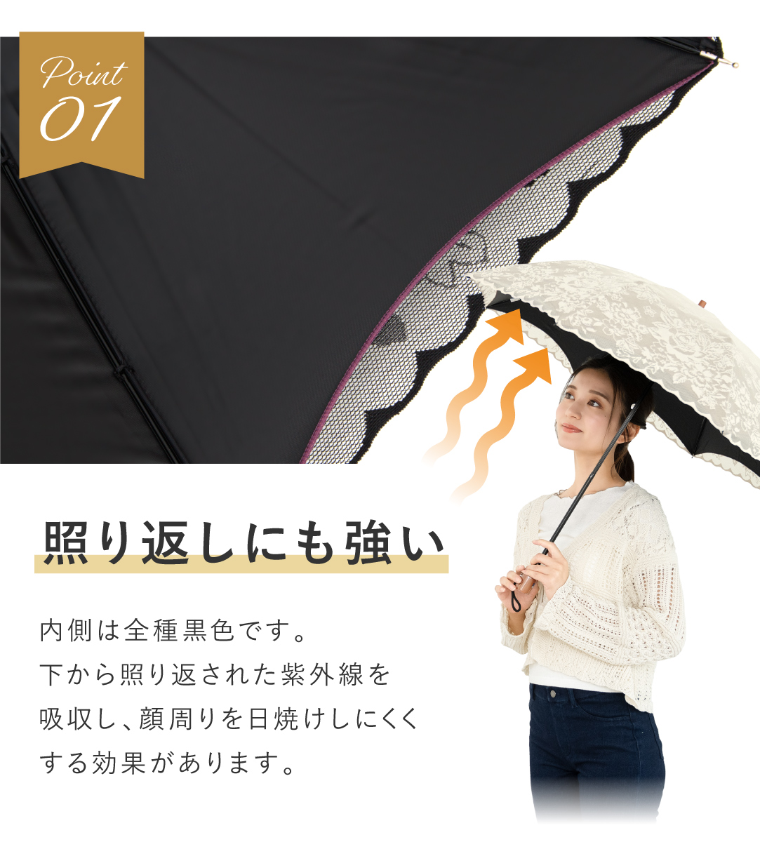日傘 折りたたみ 晴雨兼用 レース ショート スライド 遮光 uv