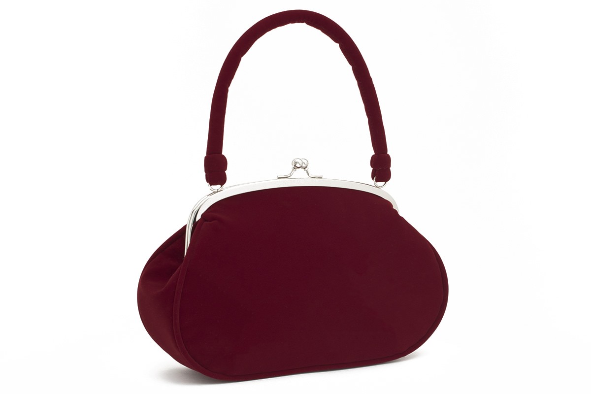 卒業式 バッグ 袴 成人式 単品 振袖用 あとりえ座 濃赤 ダークレッド 花 つまみ細工 フェイクパール ベルベット調 和装 ハンドバック 手提げバッグ レトロ カジュアル bag724ad-3431_2.jpg