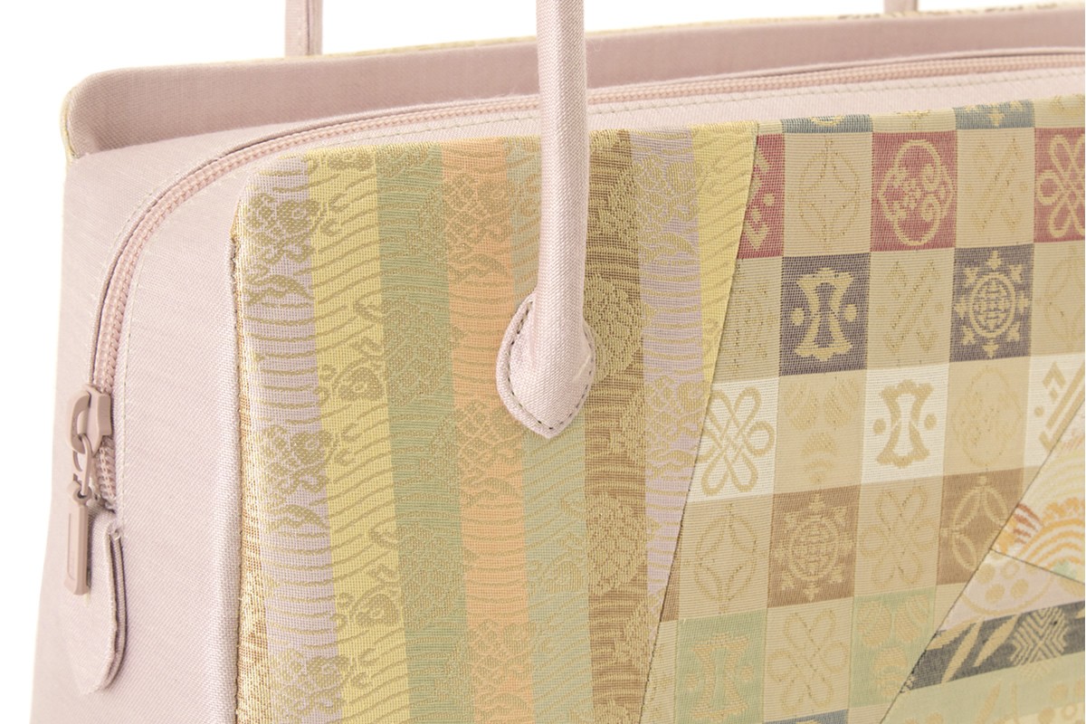 SOUBIEN バッグ ピンク 撫子色 ベージュ 波 牡丹 変わり市松 花