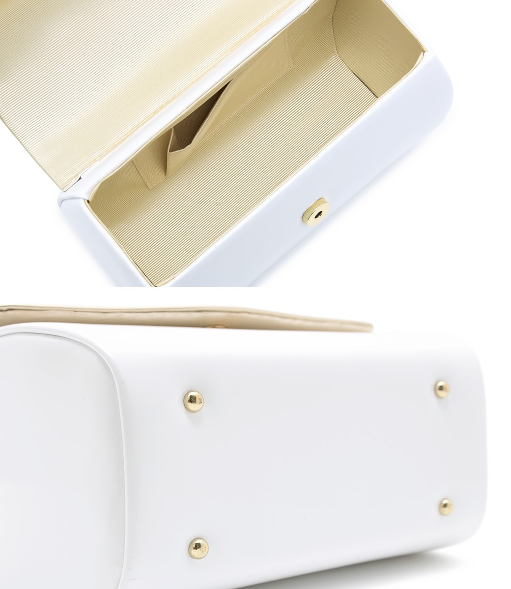 【新品】草履バッグセット　エナメル (ホワイト)　02886 和装 草履 バッグ セット エナメル 幅広 スクエア ホワイト