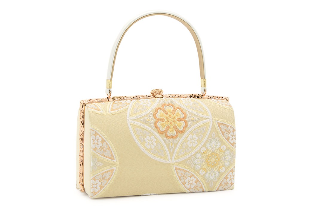 美品 シャンパンゴールド 花柄 和装用 バッグと草履セット 振袖用 草履バッグセット 成人式 日本製（紗織Lサイズ ゴールド
