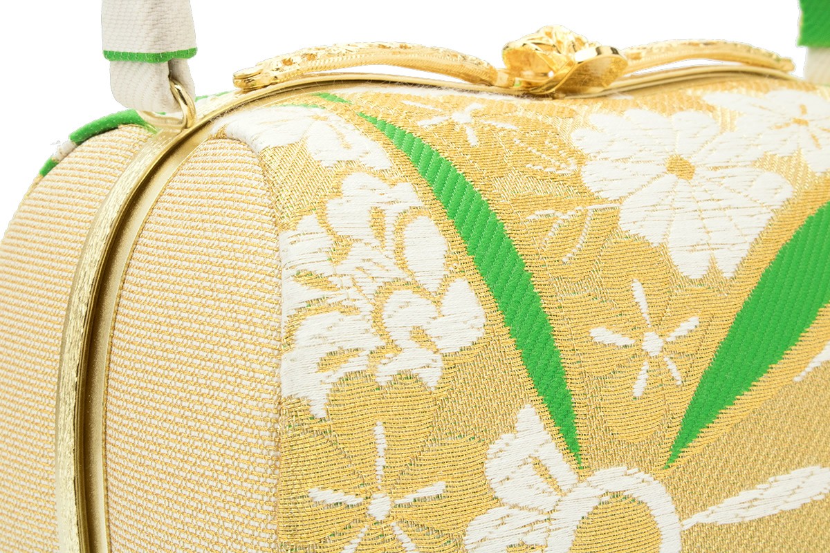 和装 草履バッグセット 帯地 桜 白×金 3枚芯 フリーサイズ k16-11 SOUBIEN 草履バッグセット 成人式 草履 バッグ 振袖 ゴールド