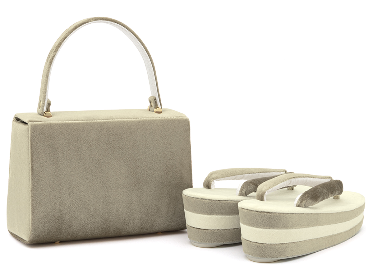 SOUBIEN（創美苑） 草履バッグセット 成人式 振袖 グレージュ ベロア