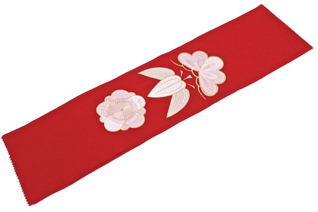 SOUBIEN（創美苑） 半襟 刺繍 振袖 半衿 成人式 赤 レッド 松竹梅 鬼