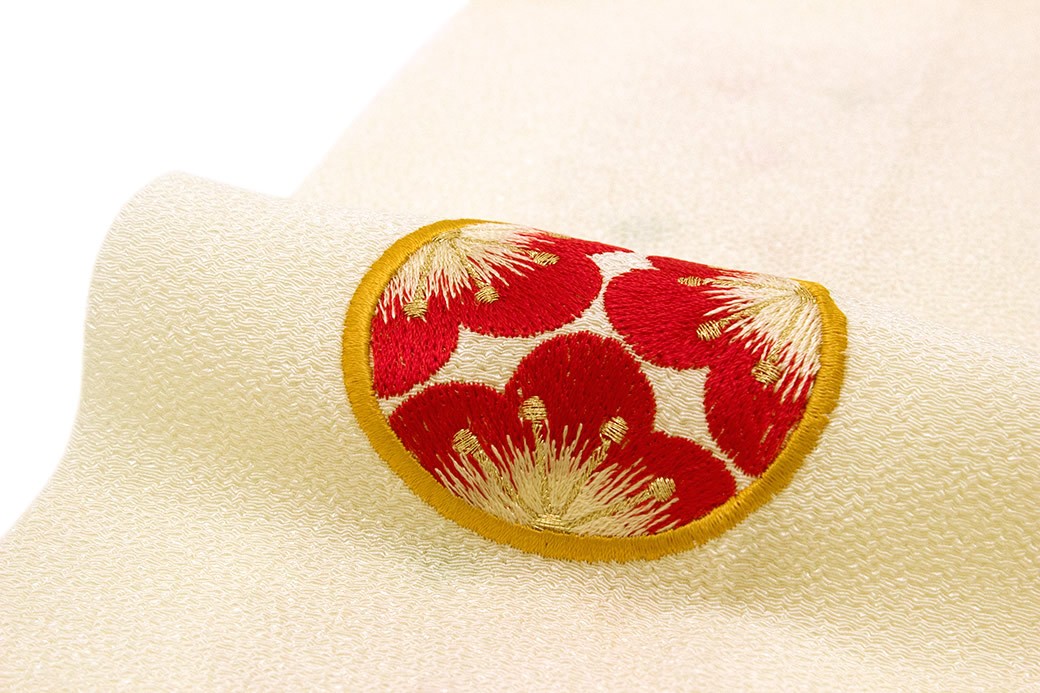 SOUBIEN（創美苑） 半襟 刺繍 振袖 半衿 成人式 白 アイボリー 赤 黄色