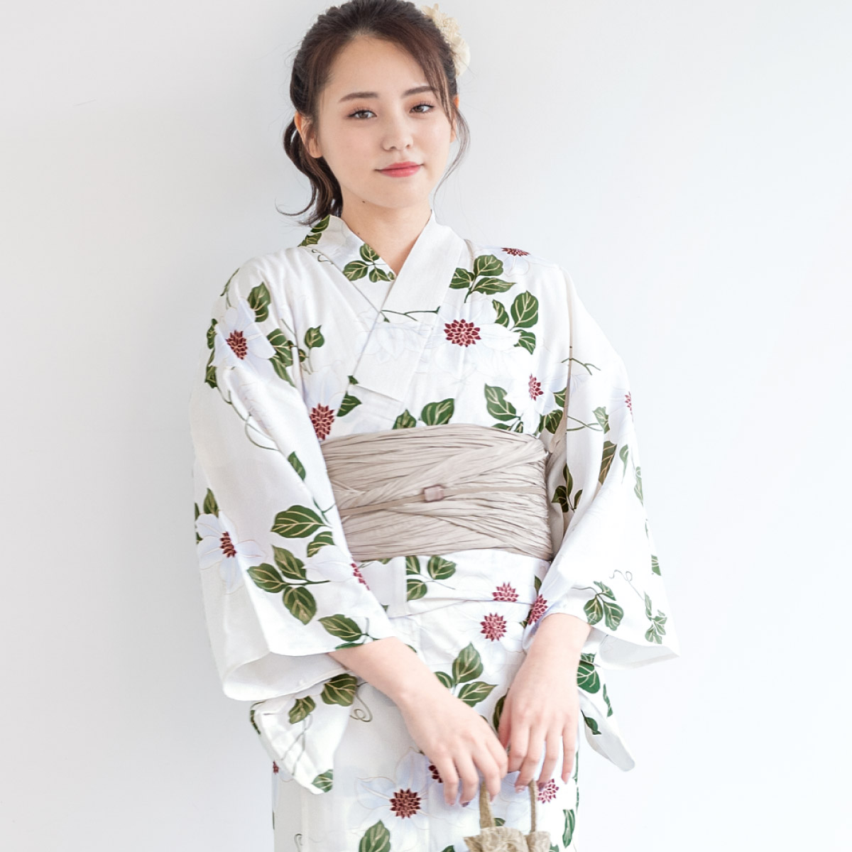 浴衣セット プチプラ 浴衣 3点セット レディース 帯 下駄 兵児帯 セット くすみカラー 花柄 古典柄 女性 大人 中学生 高校生 おしゃれ 人気 S フリー 創美苑の画像