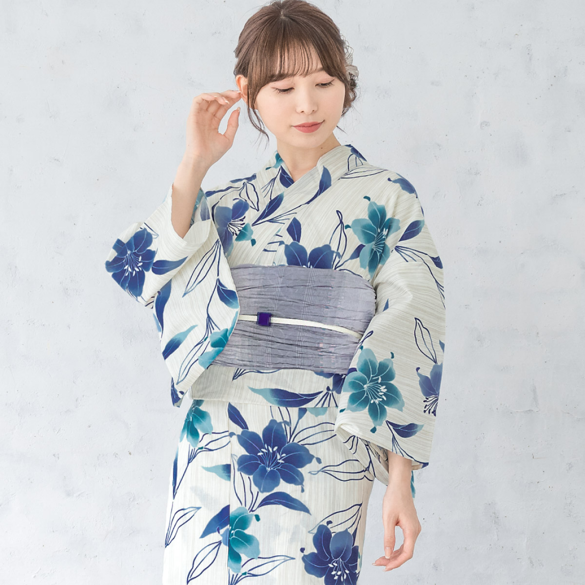 浴衣セット プチプラ 浴衣 3点セット レディース 帯 下駄 兵児帯 セット くすみカラー 花柄 古典柄 女性 大人 中学生 高校生 おしゃれ 人気 S フリー 創美苑の画像