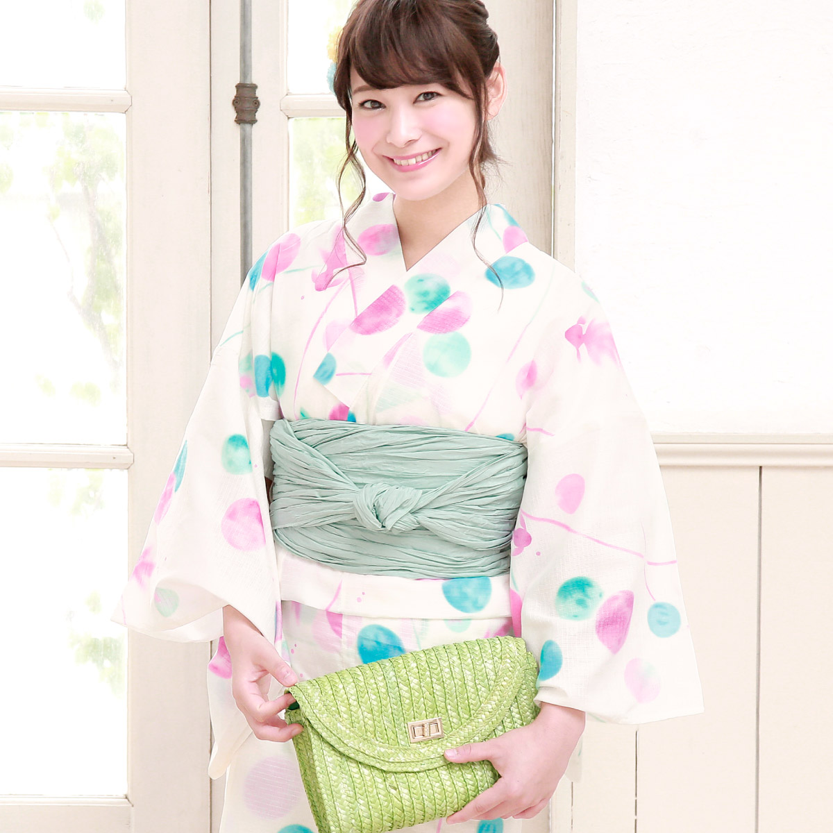 ね*)様 浴衣 帯 下駄 セット SOUBIEN 創美苑 花柄 SOUBIEN（創美苑） 浴衣セット プチプラ 浴衣 3点セット レディース 帯