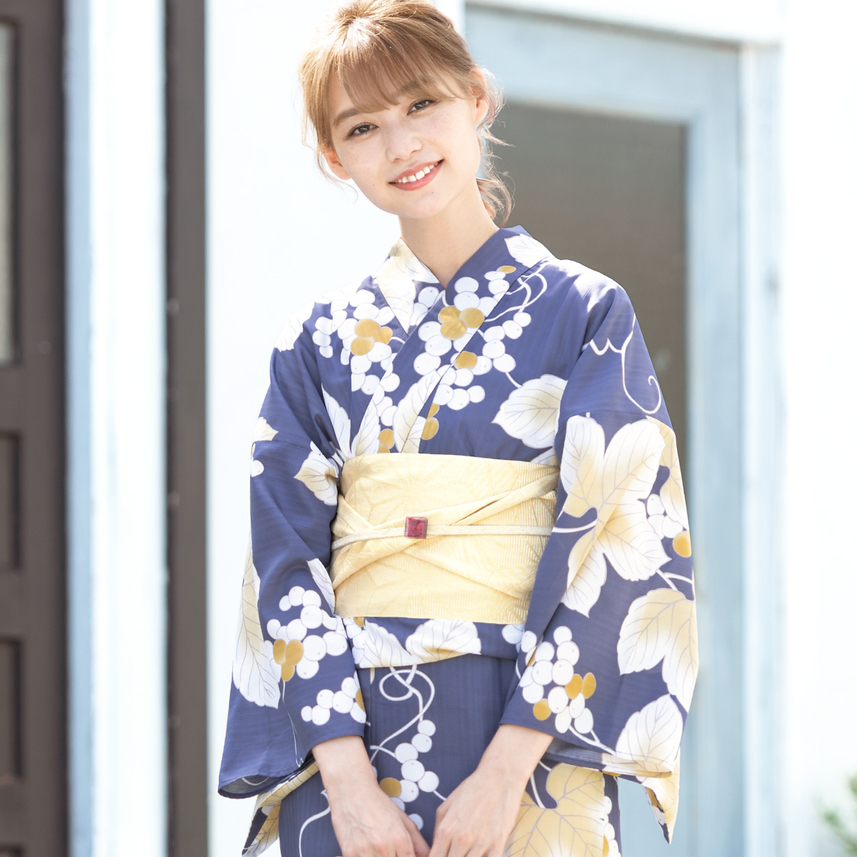 浴衣セット プチプラ 浴衣 3点セット レディース 帯 下駄 半幅帯 セット くすみカラー 花柄 古典柄 女性 大人 中学生 高校生 おしゃれ 人気 S フリー 創美苑の画像