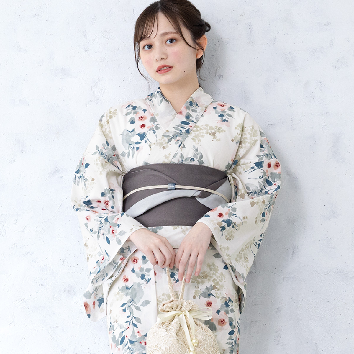 浴衣セット プチプラ 浴衣 3点セット レディース 帯 下駄 半幅帯 セット くすみカラー 花柄 古典柄 女性 大人 中学生 高校生 おしゃれ 人気 S フリー 創美苑の画像