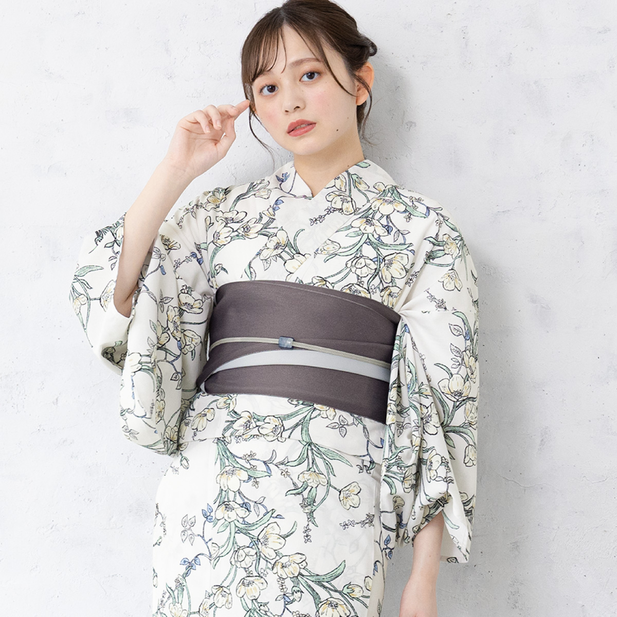 浴衣セット プチプラ 浴衣 3点セット レディース 帯 下駄 半幅帯 セット くすみカラー 花柄 古典柄 女性 大人 中学生 高校生 おしゃれ 人気 S フリー 創美苑の画像