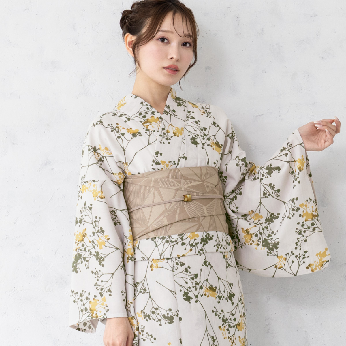 浴衣セット プチプラ 浴衣 3点セット レディース 帯 下駄 半幅帯 セット くすみカラー 花柄 古典柄 女性 大人 中学生 高校生 おしゃれ 人気 S フリー 創美苑の画像