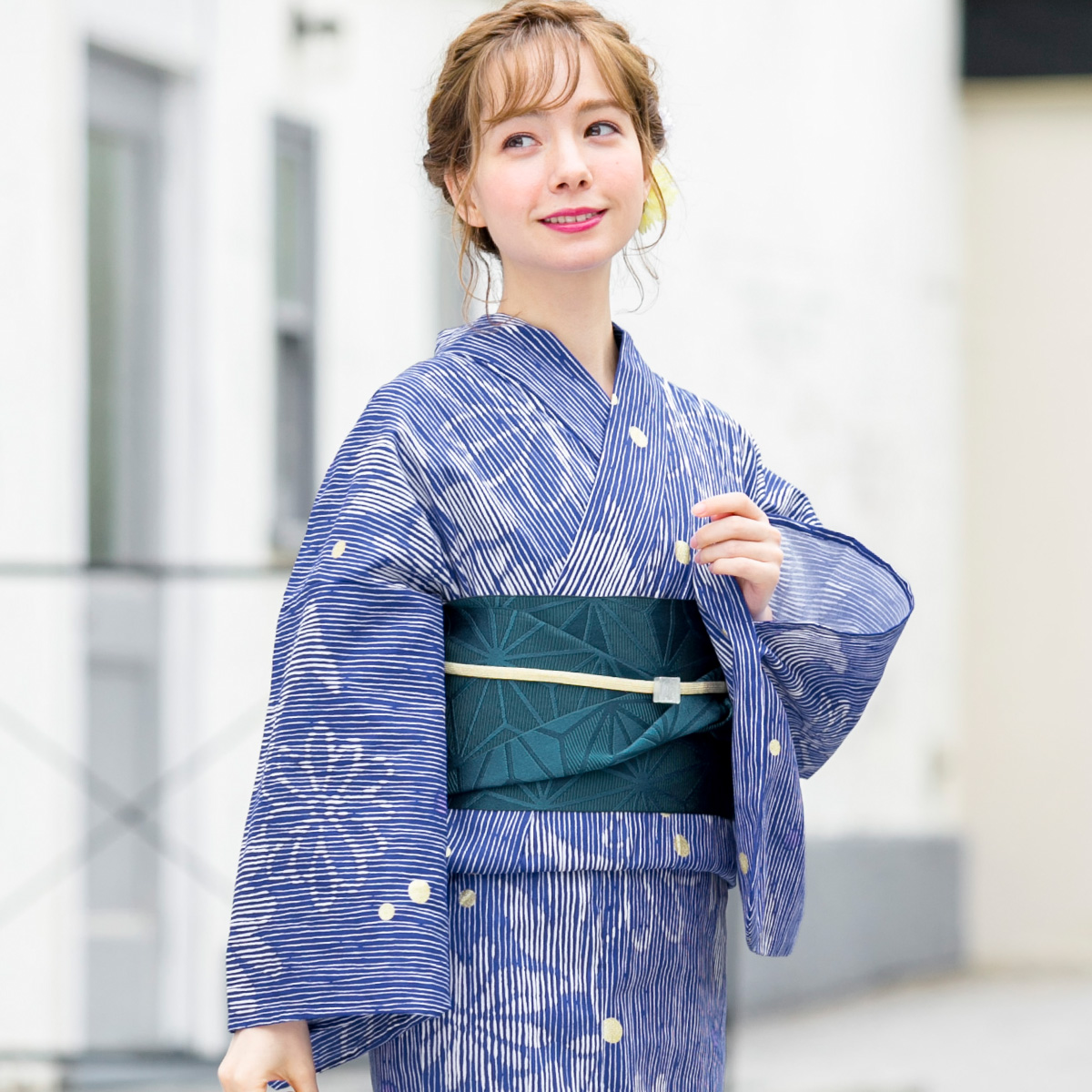 浴衣セット プチプラ 浴衣 3点セット レディース 帯 下駄 半幅帯 セット くすみカラー 花柄 古典柄 女性 大人 中学生 高校生 おしゃれ 人気 S フリー 創美苑の画像