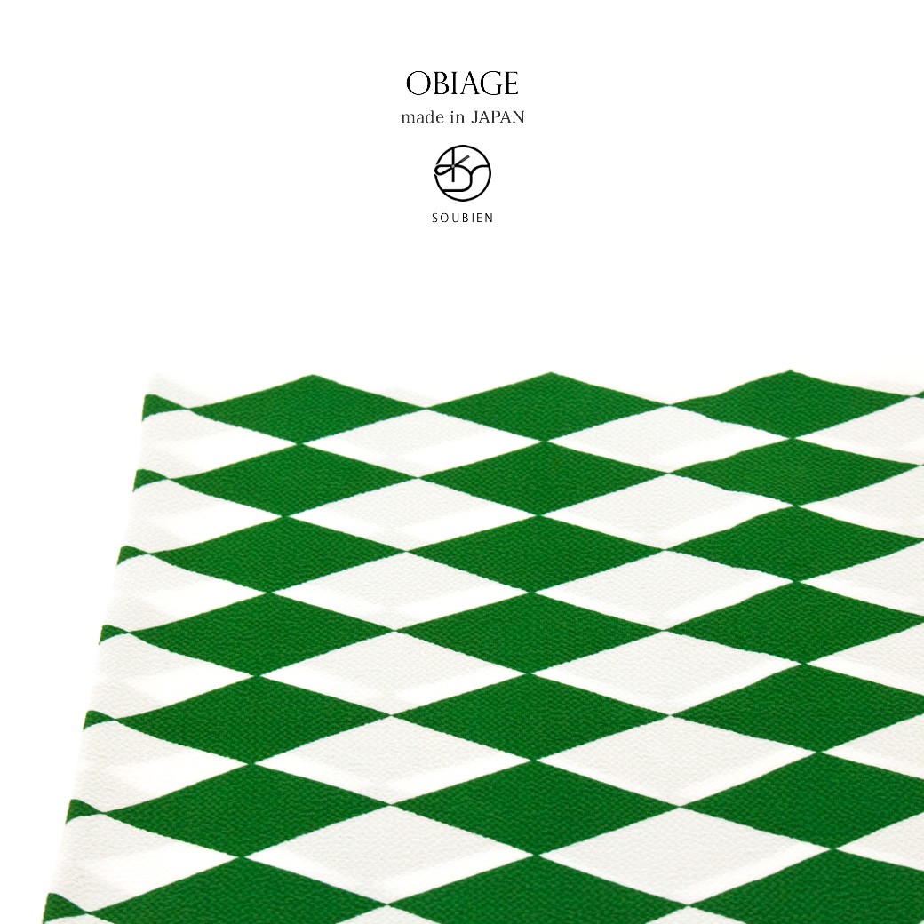 SOUBIEN（創美苑） 帯揚げ 振袖 成人式 振袖用 緑色 グリーン 白