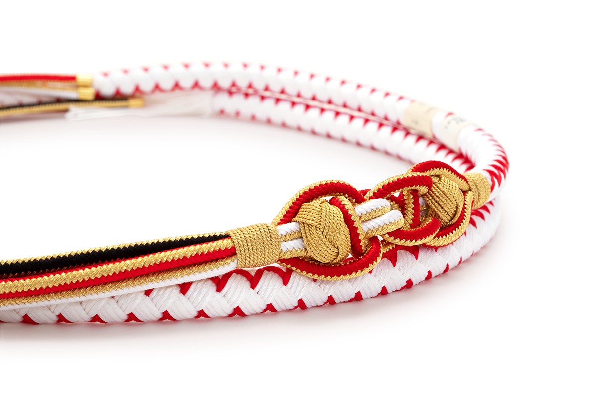 SOUBIEN（創美苑） 帯締め 振袖用 成人式 振袖 正絹 白 赤 金色 小田巻