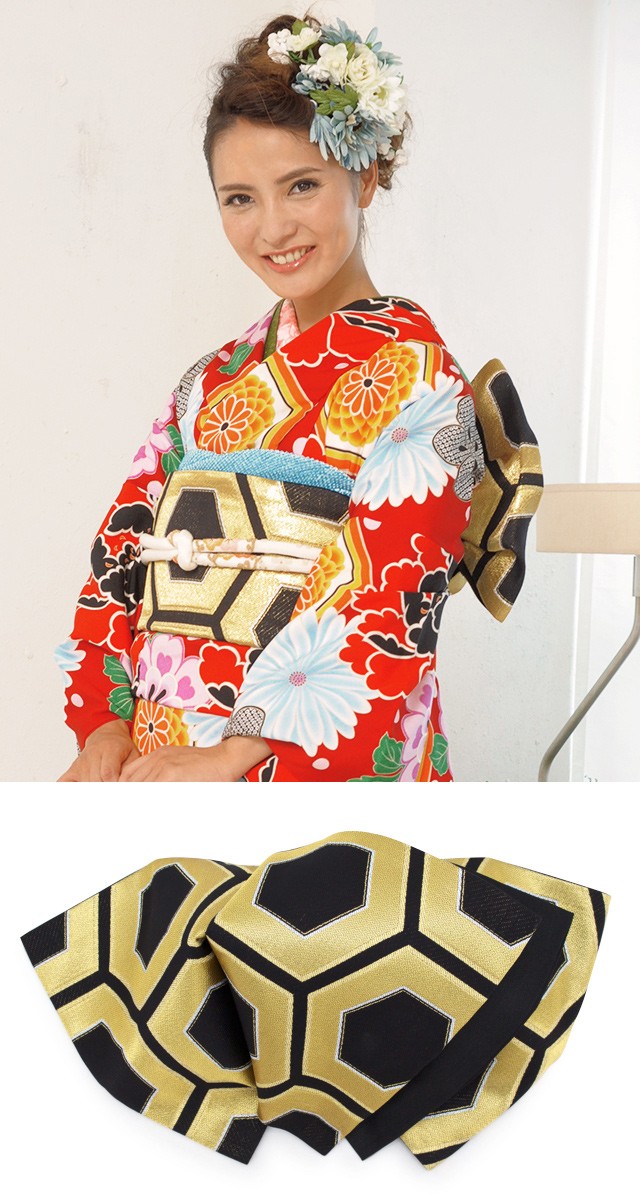 SOUBIEN 振袖 セット 未仕立て 仮絵羽 赤 レッド 牡丹 菊 亀甲