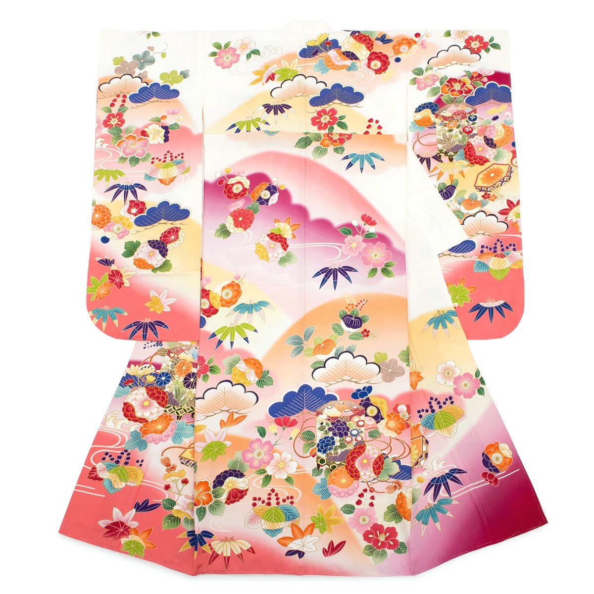振袖セット 白系 ホワイト ピンク 松竹梅 菊 貝桶 桐 花 絵羽柄 正絹 西陣織 パールトーン加工 振り袖 ふりそで 着物セット 仕立て上がり 成人式 結婚式 販売 日本製 振袖セット 白系 ピンク 松竹梅 菊 貝桶 桐 花 絵羽柄 正絹 西陣織
