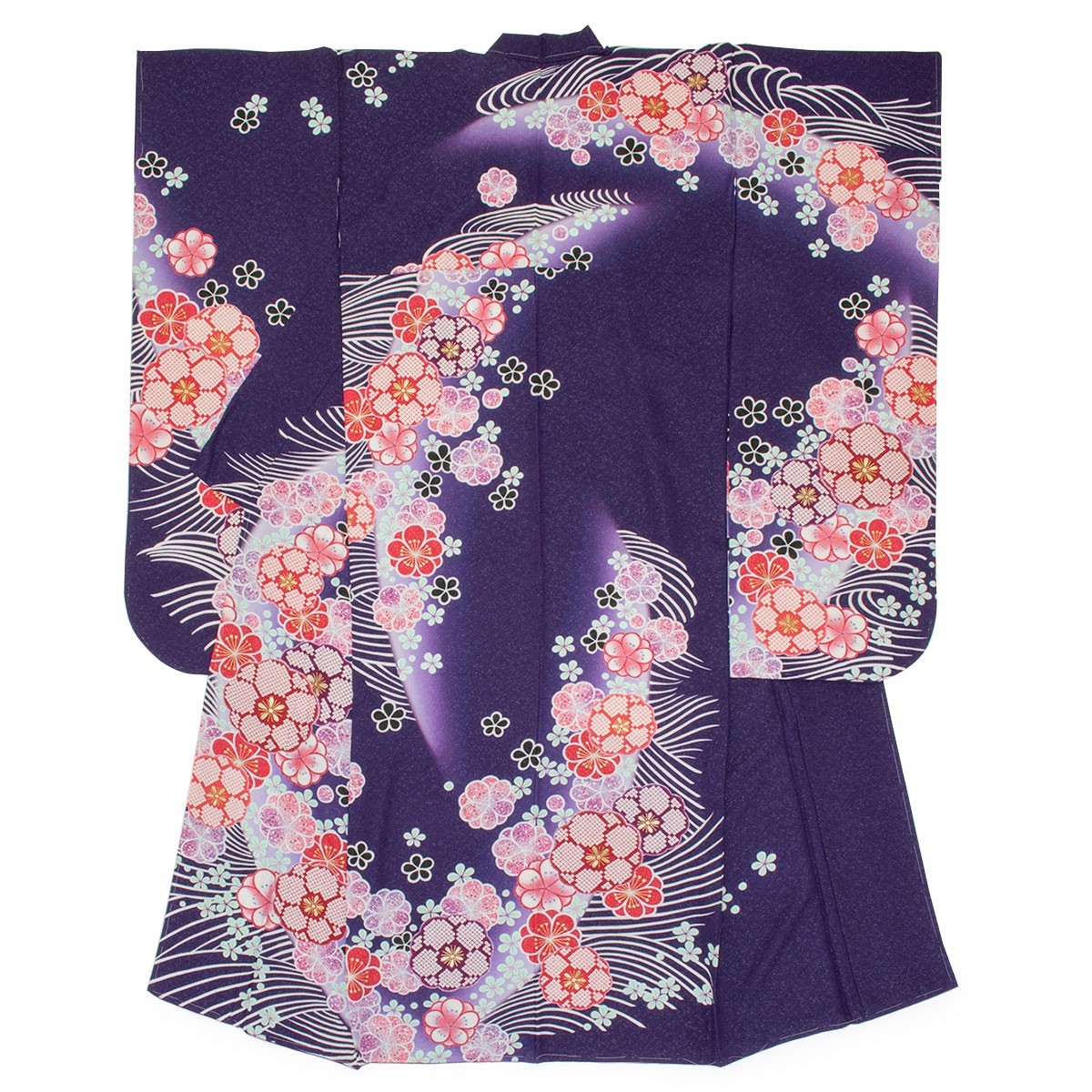 SOUBIEN 振袖セット 販売 紫系 パープル ラメ 桜 鹿の子 流水 波