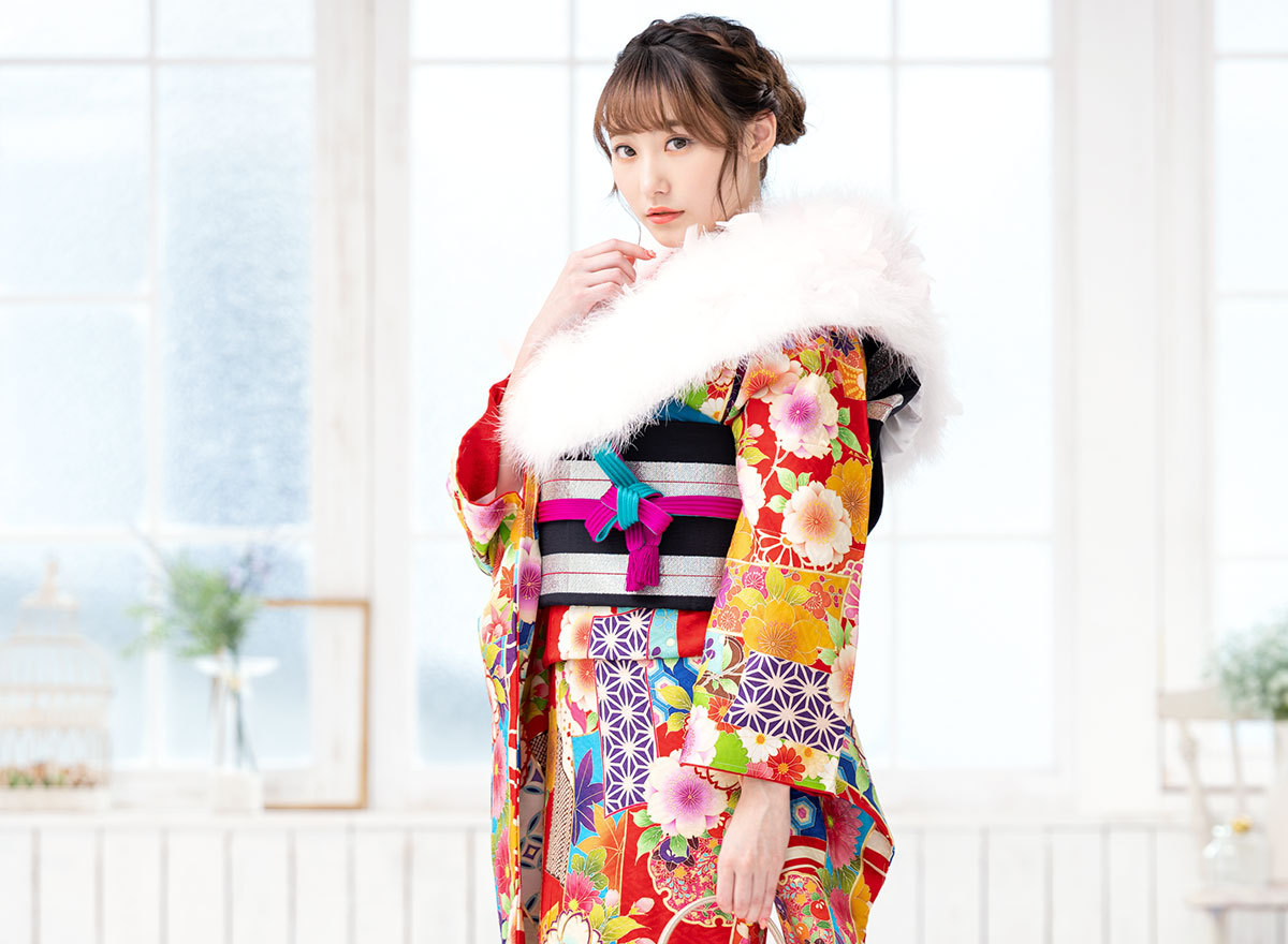 振袖 身長159-174cm 青 牡丹 菊 桜 亀甲紋 手毬 流水紋 正絹