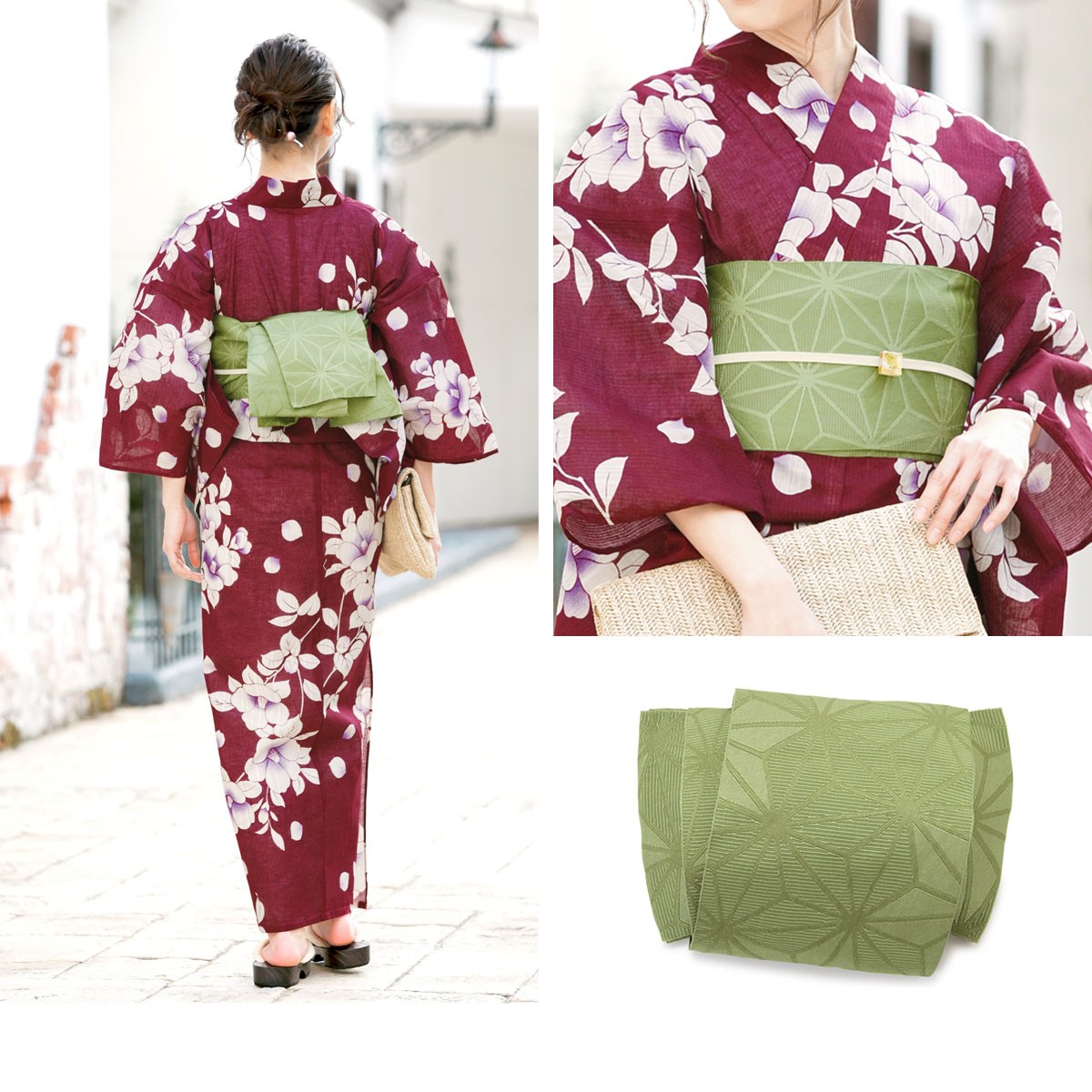 bonheur saisons 浴衣 セット レディース レトロ 浴衣セット 3点