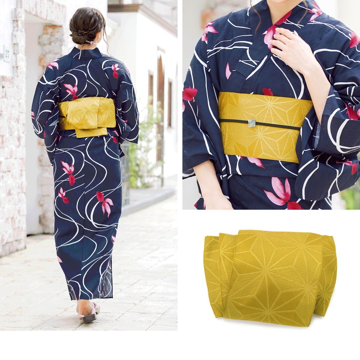 bonheur saisons 浴衣 セット レディース レトロ 浴衣セット 3点