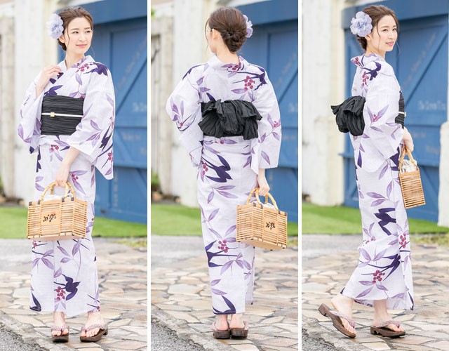 浴衣 レディース 3点セット （浴衣/兵児帯/下駄） bonheur