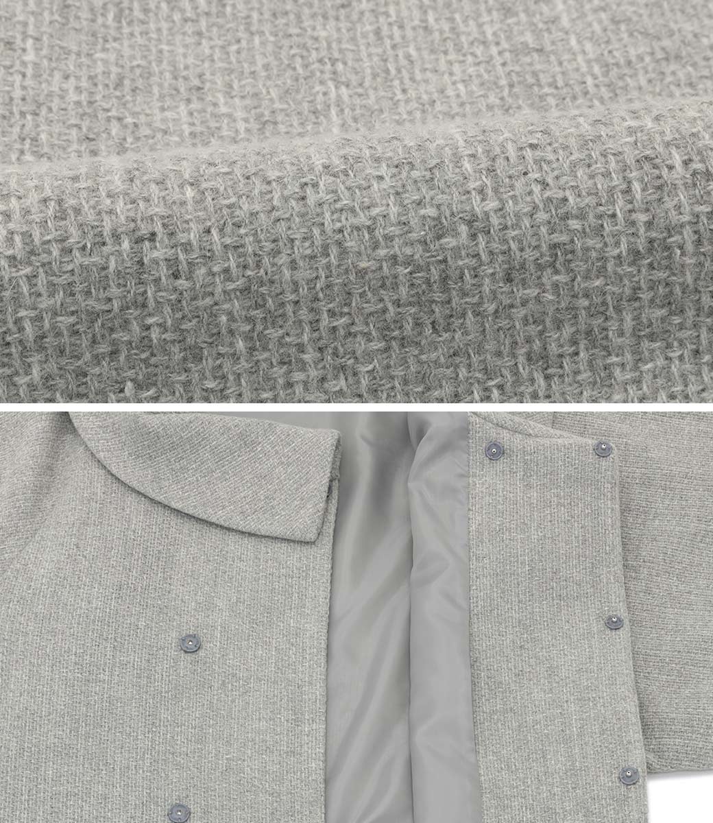 SOUBIEN 着物 コート 冬 FASHION 灰色 ロールカラー 毛 ウール