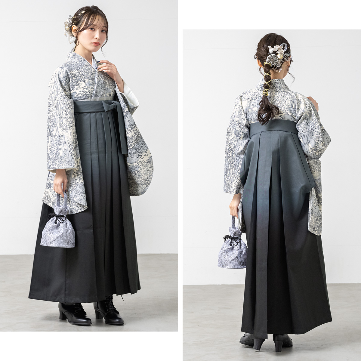 CC送料込み 袴セット水色着物×薄灰袴[A]140㎝【M3674】 楽天市場】【豪華安心袴4点セット】 袴セット 華やかEF ジュニア