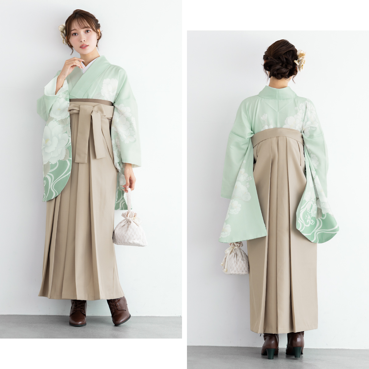 新品 袴 セット 卒業式 小学生 大学生 レディース からし 緑 47KRS 
