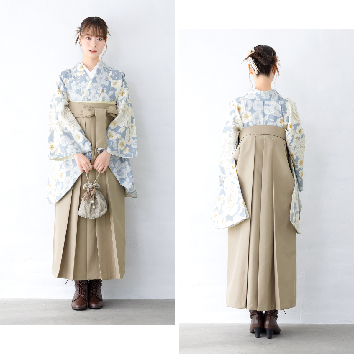 【160cm】袴セット Mサイズ 卒業式 白藍の淑花 作り帯 襦袢 腰紐 SOUBIEN（創美苑） 袴セット 卒業式 大学生 小学生 レディース 女の子