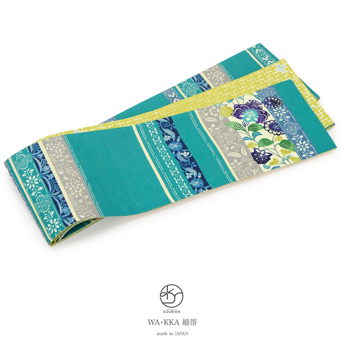 30 華 半幅帯 青 縦縞 花唐草 楽天市場】【クーポン利用で最大20％OFF！】博多織 半幅帯 普段