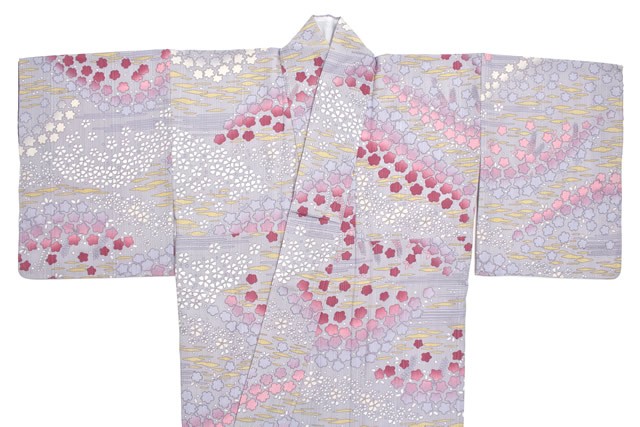 訪問着 袷 水色 紺 絵羽文様 絵羽柄 辻が花 辻ヶ花 沙羅双樹 夏椿 藤