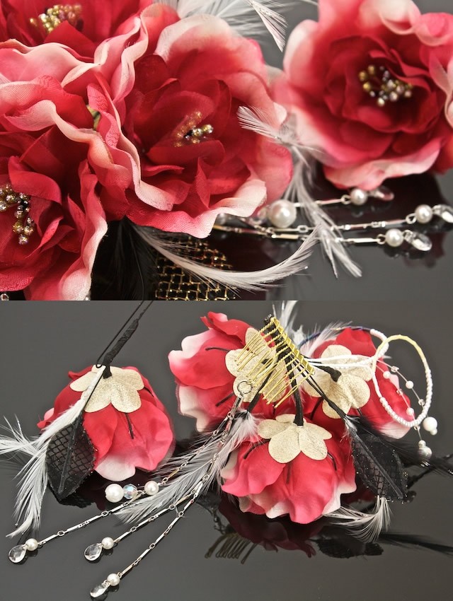 SOUBIEN（創美苑） 髪飾り 成人式 花 フラワー 振袖 卒業式 袴 赤