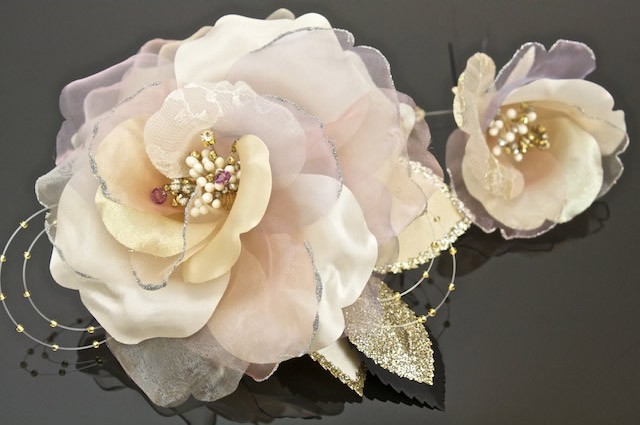 SOUBIEN（創美苑） 髪飾り 成人式 白 アイボリー 2点セット 花